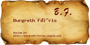 Burgreth Fóris névjegykártya